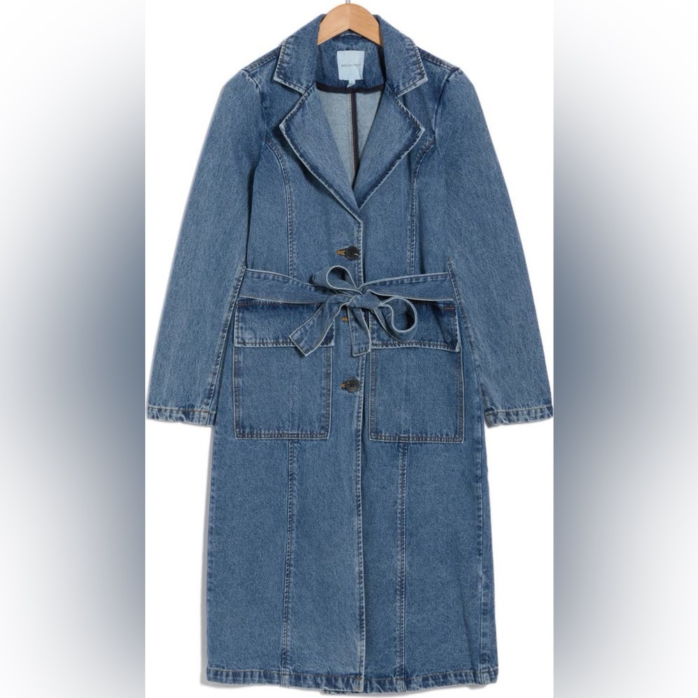 Avec Les Filles Denim Trench Coat in Blue